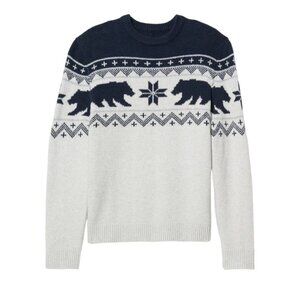 Old Navy Men's Sweater Snowflake Bear Fair Aisle Blue Grey So Soft XL JJ3435